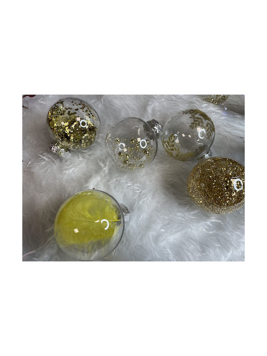 Unique Christmas Ornament Set 30 Pieces 7cm Transparent Gold