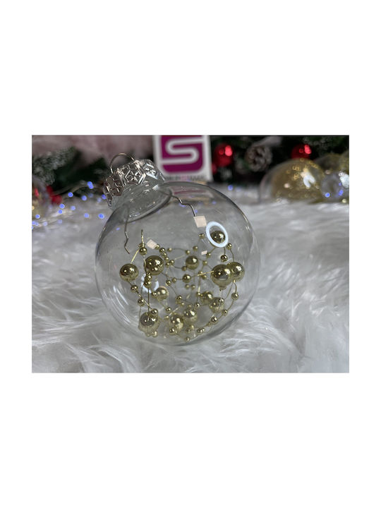 Unique Christmas Ornament Set 30 Pieces 7cm Transparent Gold