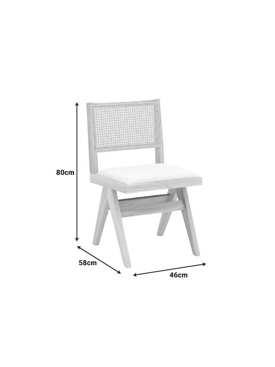 Winslow Dining Room Wooden Chair Natural Shade - White Fabric 46x58x80cm