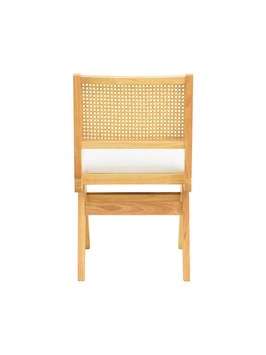 Winslow Dining Room Wooden Chair Natural Shade - White Fabric 46x58x80cm