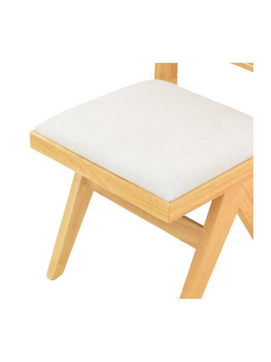 Winslow Dining Room Wooden Chair Natural Shade - White Fabric 46x58x80cm