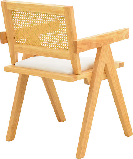 Winslow Dining Room Wooden Armchair Natural Shade - White Fabric 51x54x80cm