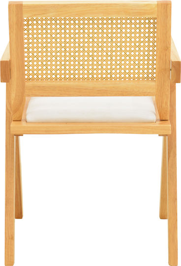 Winslow Dining Room Wooden Armchair Natural Shade - White Fabric 51x54x80cm
