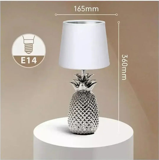ForHome Ceramic Table Lamp for Socket E14 with Black Shade and Silver Base