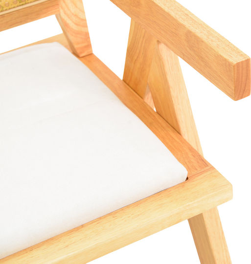 Winslow Dining Room Wooden Armchair Natural Shade - White Fabric 51x54x80cm