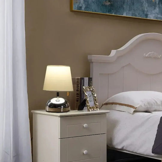 ForHome Μεταλλικό Πορτατίφ για Ντουί E14 με Ασημί Καπέλο και Βάση