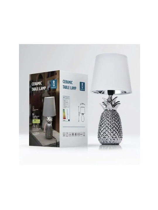 ForHome Κεραμικό Πορτατίφ για Ντουί E14 με Μαύρο Καπέλο και Ασημί Βάση