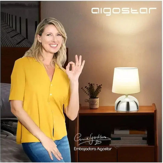 ForHome Μεταλλικό Πορτατίφ για Ντουί E14 με Ασημί Καπέλο και Βάση