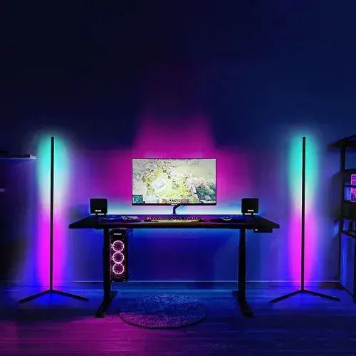 LED Подова Лампа с RGB Светлина Черен