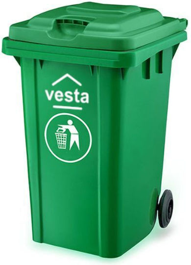 Vesta Πλαστικός Κάδος Απορριμμάτων Τροχήλατος 80lt Πράσινος