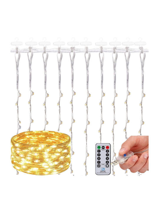 200 Lights LED 2m. x 200cm Warm White USB type Curtain 10pcs