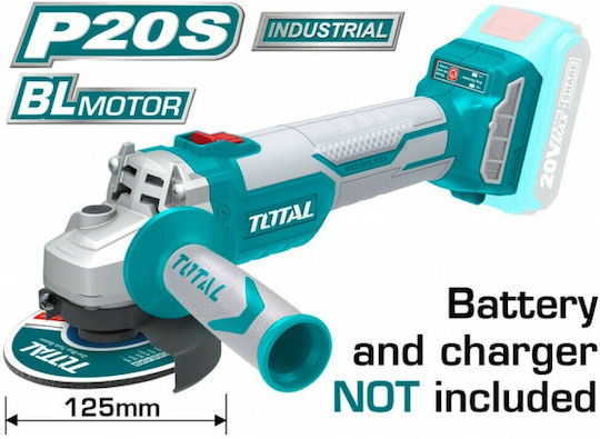 Total Grinder 125mm Battery Brushless with Speed Control 20V Solo