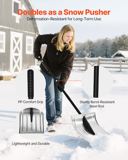 Vevor Snow Shovel Road 40cm Wide Snow Shovel Aluminum Alloy Handle Anti-Slip Surface High Capacity Snow Shovels Detachable Lightweight Snow Removal Tool Garden Car Camping Outdoor Spaces