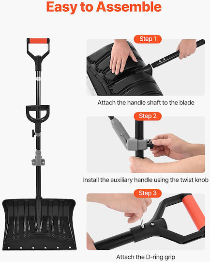 Vevor Snow Shovel Road Snow Shovel Width 45.5 cm Auxiliary D-Shaped Handles Non-Slip High Capacity Handle Snow Shovels Lightweight Snow Removal Tool Garden Car Camping Outdoor Spaces