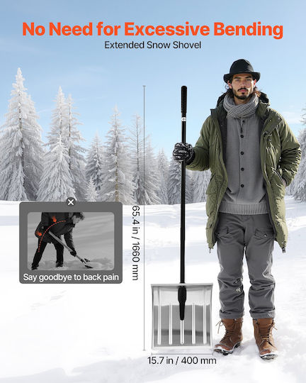 Vevor Snow Shovel Road 40cm Wide Snow Shovel Aluminum Alloy Handle Anti-Slip Surface High Capacity Snow Shovels Detachable Lightweight Snow Removal Tool Garden Car Camping Outdoor Spaces