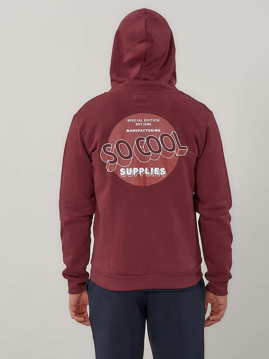 Men's Fleece Cardigan with Hood Bordeaux