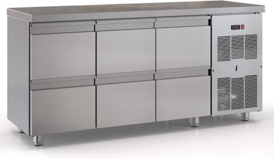 Inox Dobros Английски превод: Stainless Steel Refrigerator Counter 368лт with 6 Doors and Cooling Machine 0/+8°C L180xW60xH87см