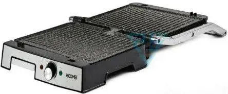 Hoomei Tabletop Electric Grill Ribbed Plate 2000W with Lid and Adjustable Thermostat 29.5cmx24cmcm