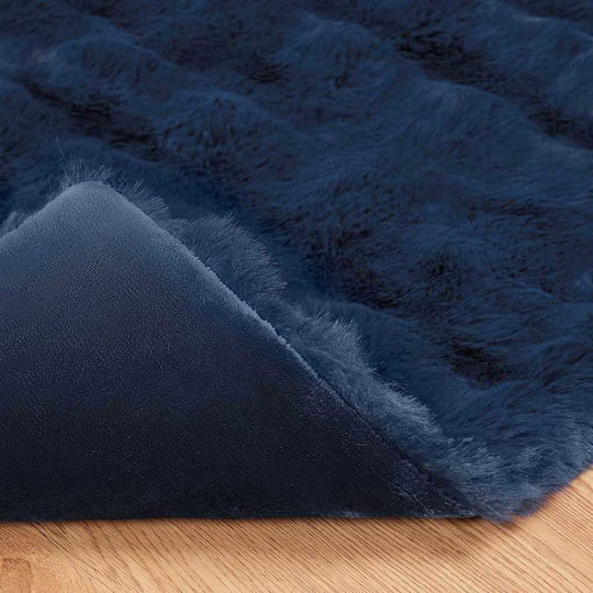 vidaXL Κουβέρτα Γούνινη Μονή 150x220εκ. Θαλασσί Μπλε