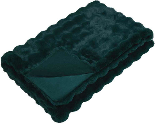vidaXL Pătură Blănoasă Canapea 130x150 cm Verde Închis