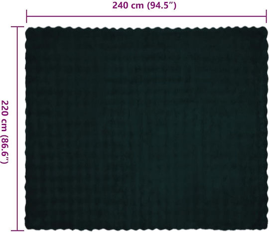 vidaXL Furry Double Bed Blanket 220x240cm Dark Green