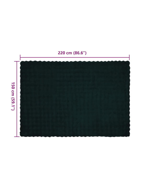 vidaXL Furry Single Blanket 150x220cm Dark Green