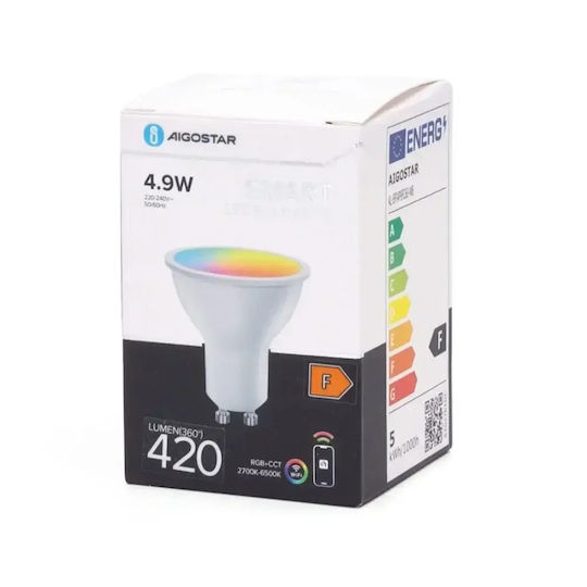 Aigostar Умна LED Лампа 4.9W за Цокъл GU10 Регулируем бял цвят 420лм