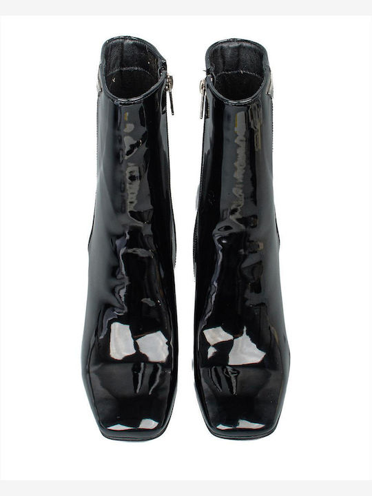 Marthe Women's Patent Leather Ankle Boots with High Heel Black