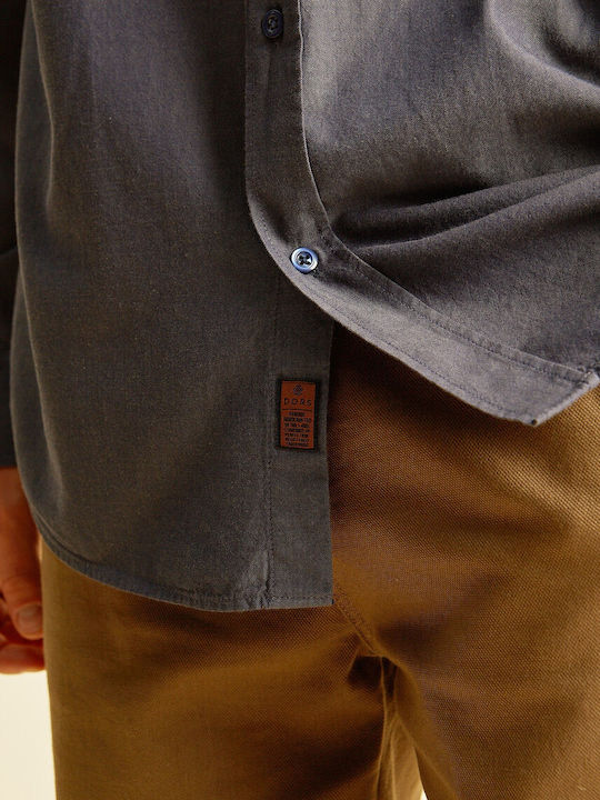 Long Sleeve Cotton Shirt in Regular Fit Anthracite