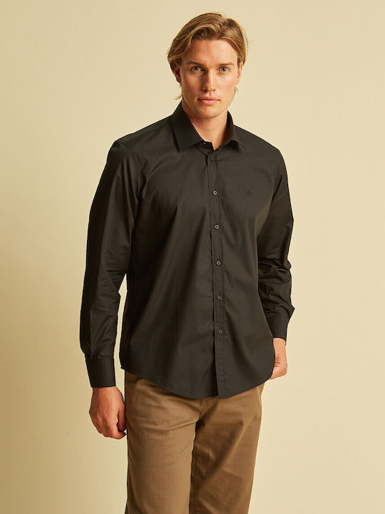 Long-sleeved Cotton Shirt Black