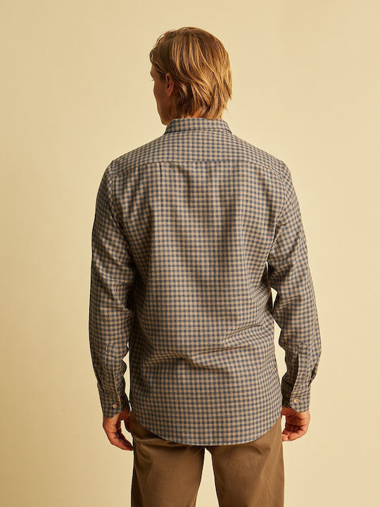 Long-sleeved Flannel Shirt Checked Khaki
