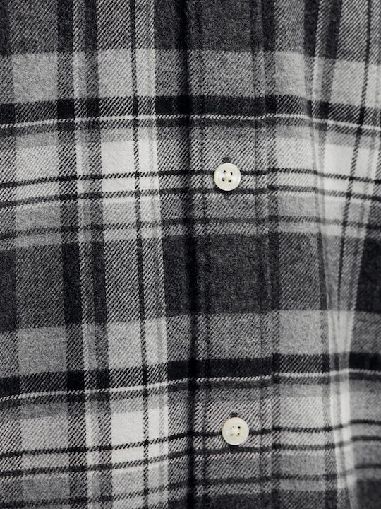 Langärmlig Flanell Hemd Geprüft Charcoal Gray