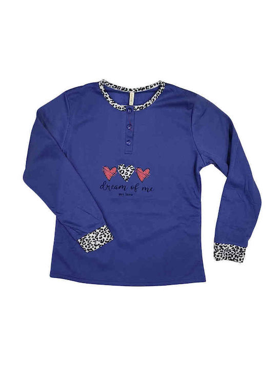 Lovelx Homewear Χειμερινό Γυναικείο Σετ Πιτζάμας Βαμβακερό Μπλε Lovelx Homewear Χειμερινό Γυναικείο Σετ Πιτζάμας Βαμβακερό Μπλε