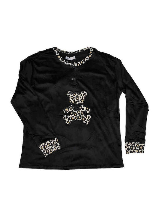 Lovelx Homewear Χειμερινό Γυναικείο Σετ Πιτζάμας Μαύρο Lovelx Homewear Χειμερινό Γυναικείο Σετ Πιτζάμας Μαύρο