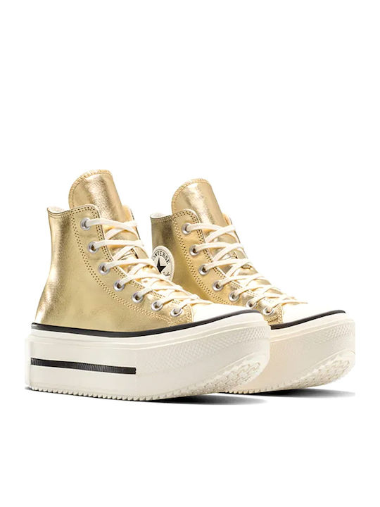 Chuck Taylor All Star Lift Flatforms Botine Pentru Femei Light Gold / Egret / Negru