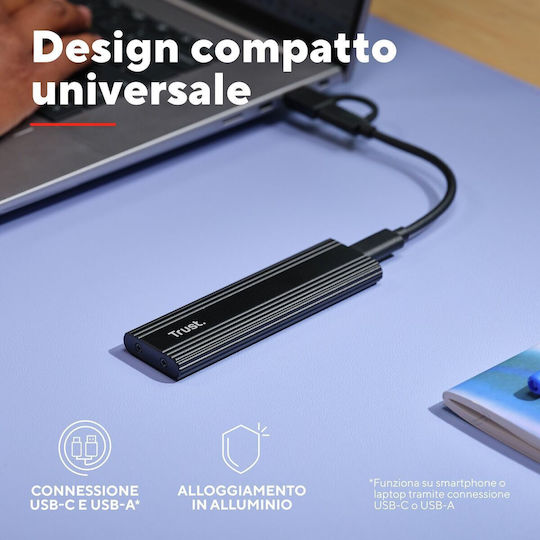 Trust Case for Hard Drive M.2 SATA III with Connection USB 3.2 Type-C