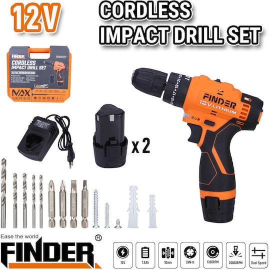 Finder Drill Driver Battery 12V 2x1.5Ah 195622