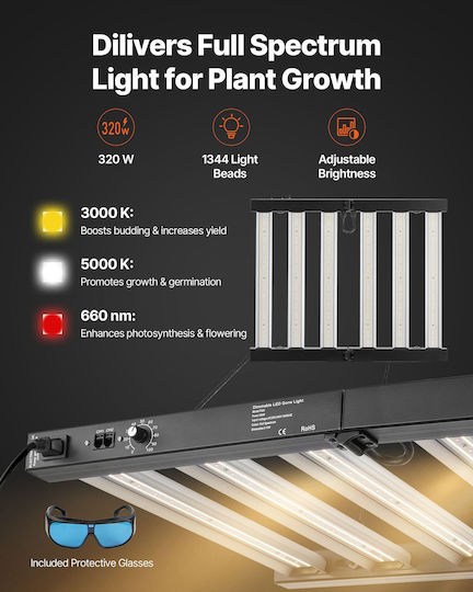 Vevor Grow Light με LED Μ100xΒ100εκ.