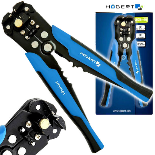 Högert Technik Πρέσα Ακροδεκτών με Απογυμνωτή (Μήκος 205mm)