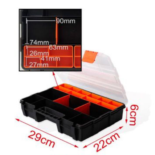 KMT Tools Organizator pentru Compartimentul de Unelte cu Compartimente Reglabile Transparentă 29x22x6cm.