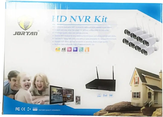 Κάμερες Ασύρματες Κιτ Nvr Hd Jortan Full 8 Wifi Ip