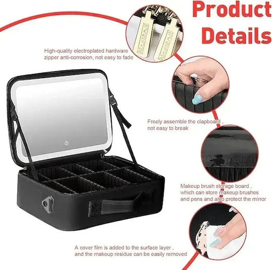 Rechargeable Makeup Case with LED Mirror Pink
