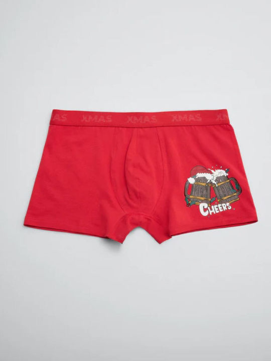 Men's Boxer Red with Patterns