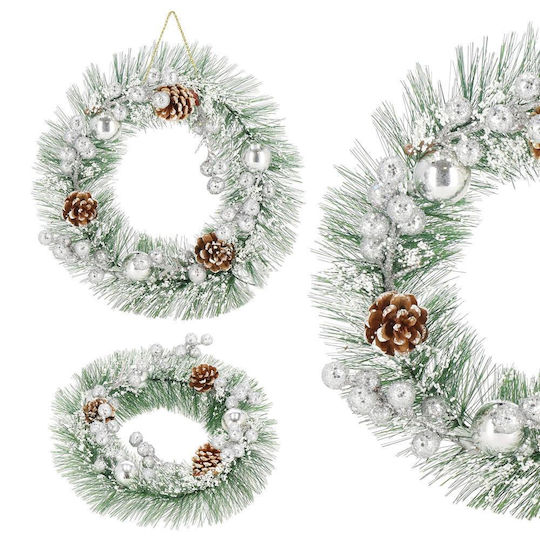 Weihnachtsdekoration Kunststoff Kranz Beleuchtet mit Durchmesser 24cm.