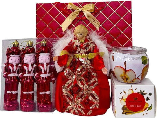 Pachet De Bucurie De Crăciun Set Înger Decorativ Ornamente Pentru Brad De Crăciun Spargător De Nuci Lumânare Parfumată În Sac Cadou