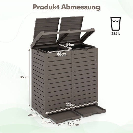 Costway Пластмасов Кош За Рециклиране 118л