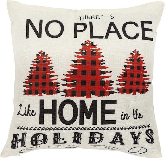Set 4 Decorative Pillow Covers 40x40 Cm Christmas Motifs White Red