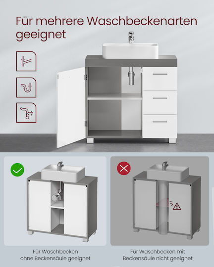Vasagle Bathroom Cabinet L70xW30xH64cm White