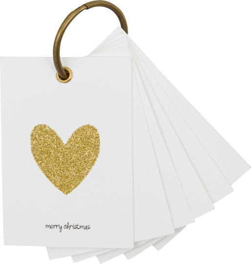 Geschenkaufkleber House Doctor Glitzer Weiß Goldenes Set 12 Stück L 8 Cm W 5.5 Cm