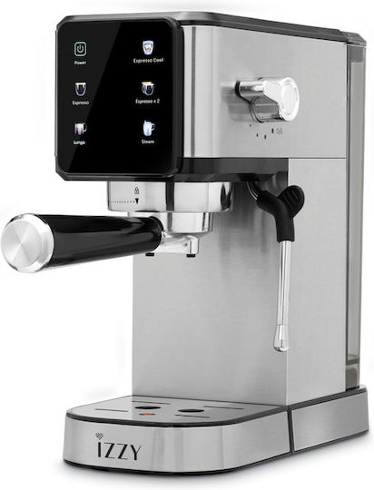 Izzy Μηχανή Espresso 1450W Πίεσης 20bar Ασημί IZ-6024